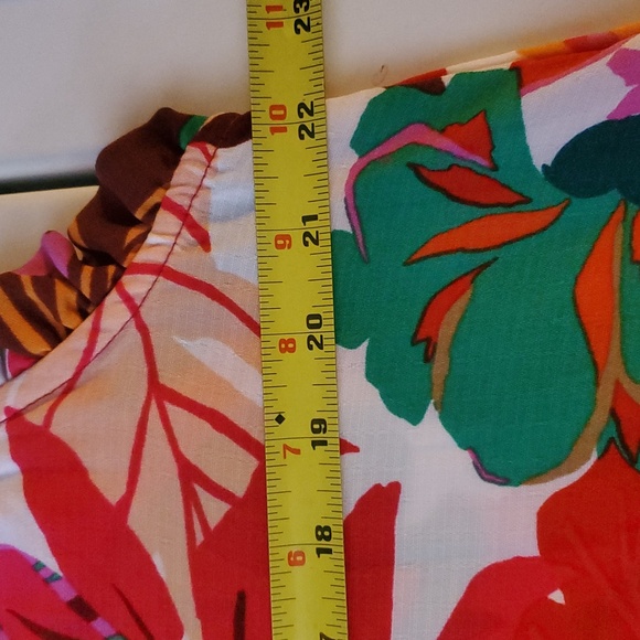 Revolve Maia Colorful Tropical Floral Dress Size 14 Ruffle Sleeve Tie V- Neck - Picture 11 of 12